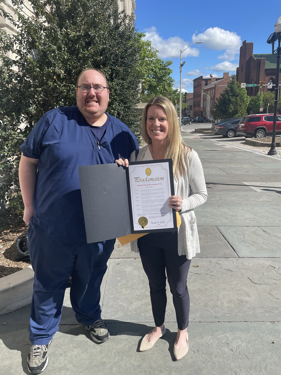 Caitlin Palmisano, DNP, CRNP, SCRN (@caitpalmisanonp) on Twitter photo After months of collaboration with other Baltimore City hospitals and partnership with Alan Stillman, we took a trip to City Hall today to pick up the proclamation from Mayor Scott that Baltimore City is Stroke Smart. <a href="/UMMC/">University of Maryland Medical Center</a> <a href="/StrokeAHA_ASA/">Stroke AHA/ASA</a> #StrokeAwarenessMonth After months of collaboration with other Baltimore City hospitals and partnership with Alan Stillman, we took a trip to City Hall today to pick up the proclamation from Mayor Scott that Baltimore City is Stroke Smart. <a href="/UMMC/">University of Maryland Medical Center</a> <a href="/StrokeAHA_ASA/">Stroke AHA/ASA</a> #StrokeAwarenessMonth
