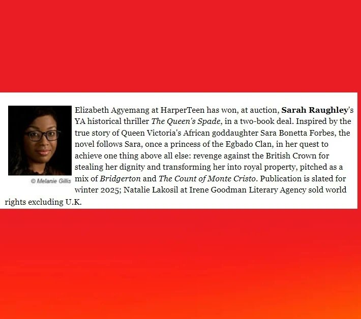 s_raughley's tweet photo. 🔊 Book deal announcement! 

The Queen's Spade ♠️ is coming 2025

Featuring:
♠️ A machiavellian African princess 
♠️ Blood &amp; Revenge
♠️ Spicy relations
♠️ Court Intrigue in 19th British Society 

2025. Get ready. @harperteen @onceADDAI @Natalie_Lakosil https://t.co/USFidAAFDw