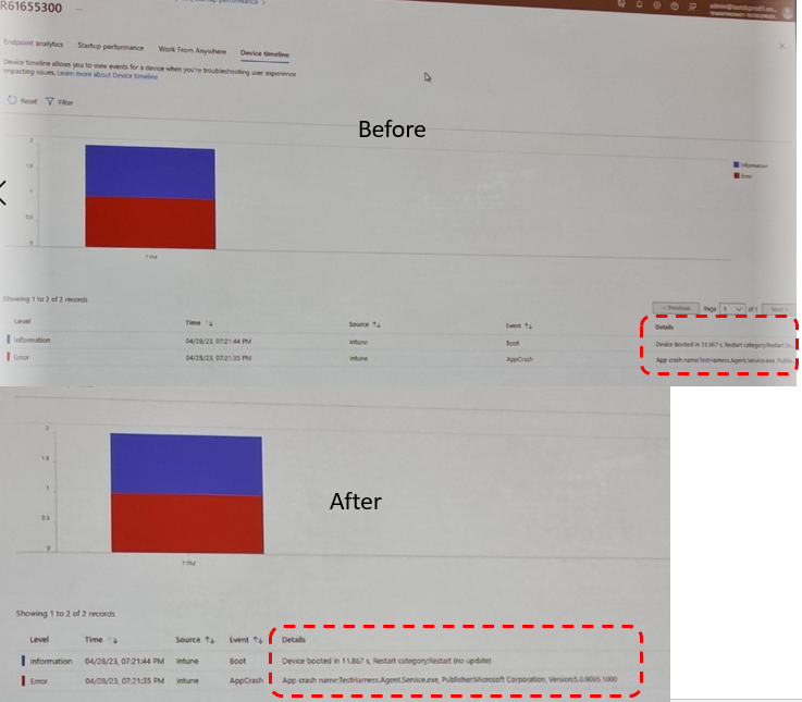 panusaukko's tweet photo. Another quick fix built during #MMSMOA: default #EndpointAnalytics Device timeline column lengths didn't make sense, because you couldn't see the most important Details column.
Device timeline is part of Advanced EA.
Thank you @apps_mgr! https://t.co/5O8Eko58Ej