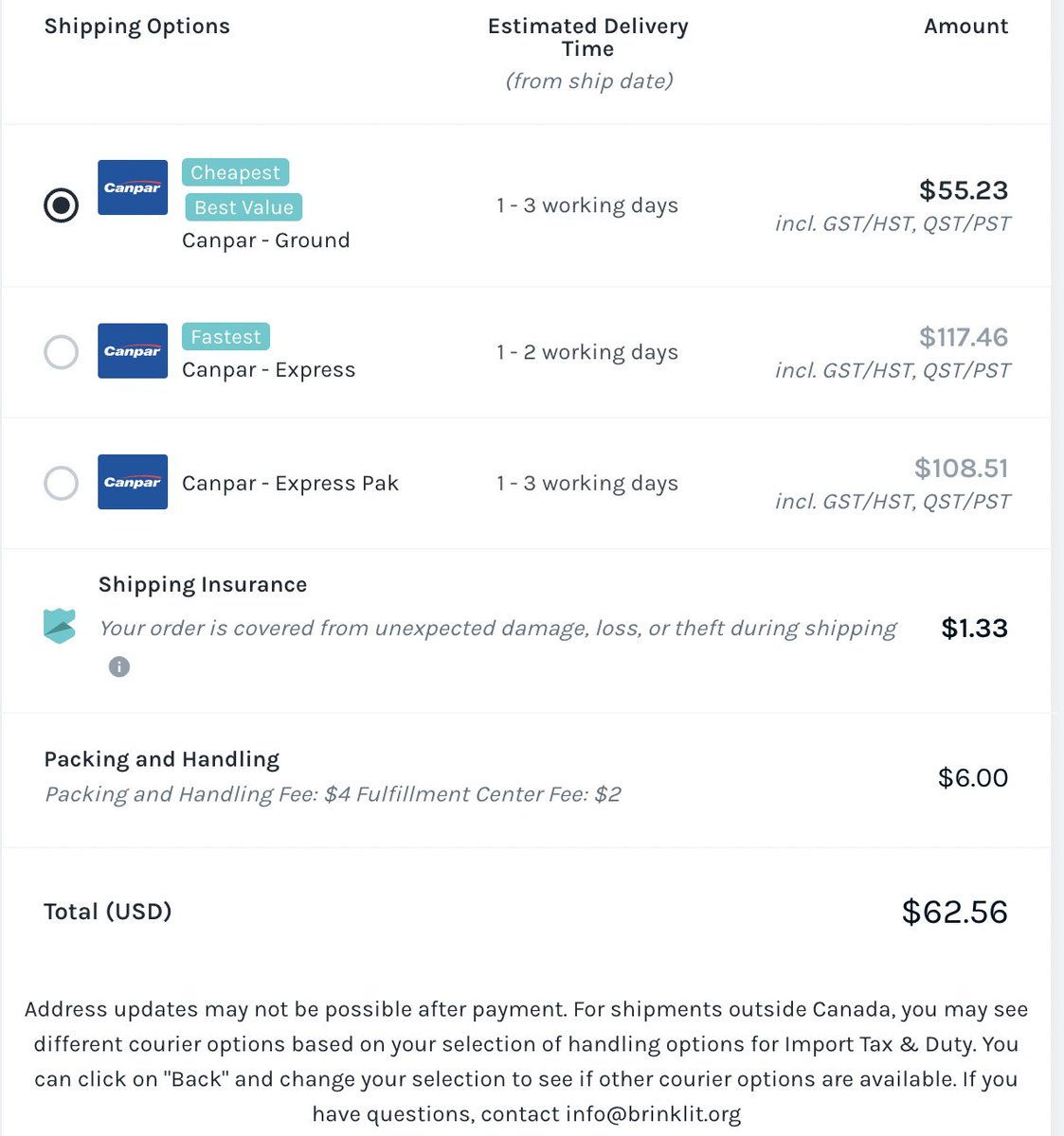 softnshiny's tweet image. This is absolutely ridiculous, to be expected to pay $63 USD for shipping costs for a deck of cards within Canada. Inexcusable.