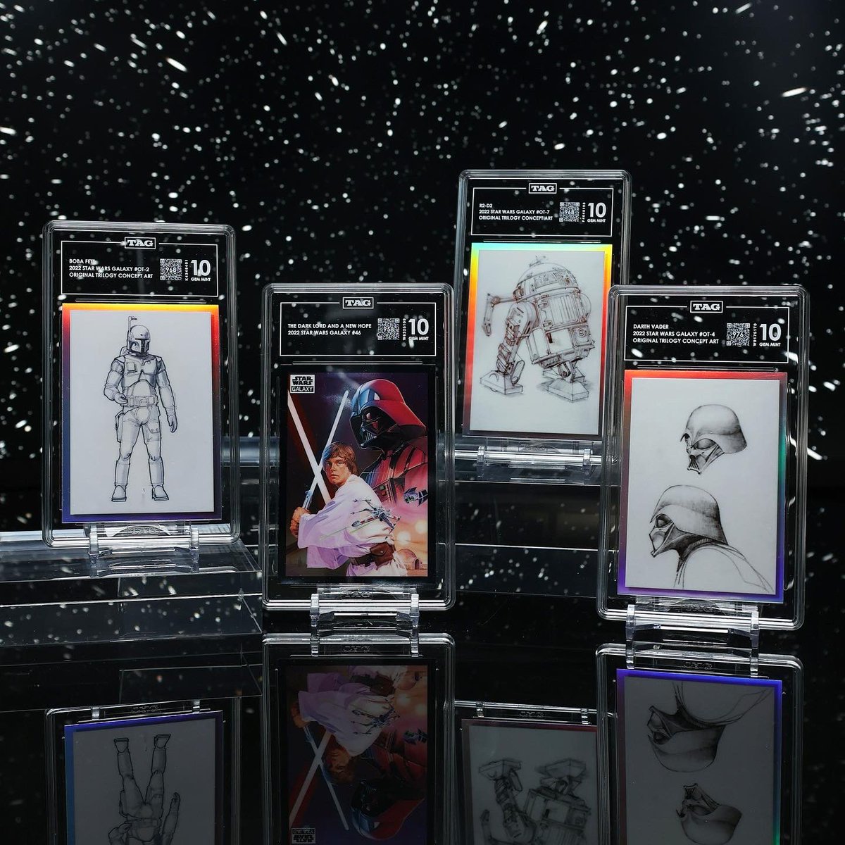 GIVEAWAY for #STARWARSDAY! To enter to win, this is the way… just Retweet &amp; Follow. 4 Lucky people will win one of these Gem Mint TAG 10 #STARWARS Galaxy Cards. 
DO OR DO NOT, THERE IS NO TRY. 
#MayThe4thBeWithYou