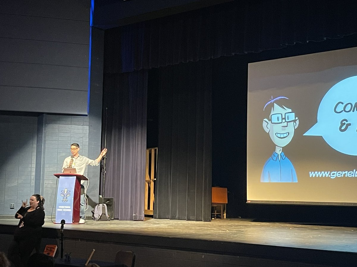 We had a phenomenal time listening to <a href="/geneluenyang/">Gene Luen Yang</a> this morning.  Thank you for sharing your experiences. <a href="/MsPorterAPS/">Laura Porter</a> <a href="/YorktownSentry/">Yorktown Sentry</a> <a href="/APS_ELA/">APS Secondary ELA</a> <a href="/Principal_YHS/">Dr. Kevin Clark</a>