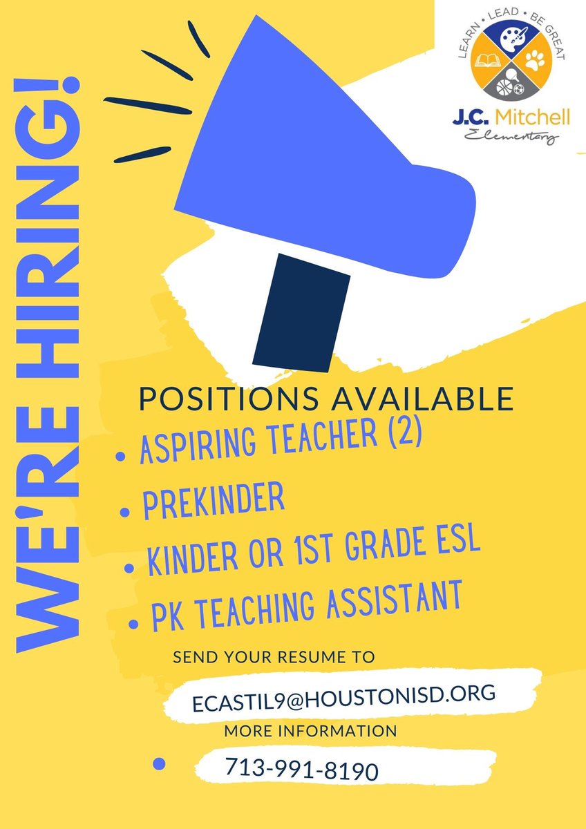 Ivory Hampton, M.Ed. (@i_hampton1) on Twitter photo If you are a passionate educator than we suggest that you come and join the best! Great leader, great team, great scholars!
<a href="/Mitchell_Elem/">J.C. Mitchell Elem</a> <a href="/RGVReaderLeader/">Dr. Elizabeth Castillo-Guajardo</a> <a href="/JohannaHeegeman/">Johanna Edwards</a> <a href="/CollierYoeli/">Yoeli Collier</a> If you are a passionate educator than we suggest that you come and join the best! Great leader, great team, great scholars!
<a href="/Mitchell_Elem/">J.C. Mitchell Elem</a> <a href="/RGVReaderLeader/">Dr. Elizabeth Castillo-Guajardo</a> <a href="/JohannaHeegeman/">Johanna Edwards</a> <a href="/CollierYoeli/">Yoeli Collier</a>