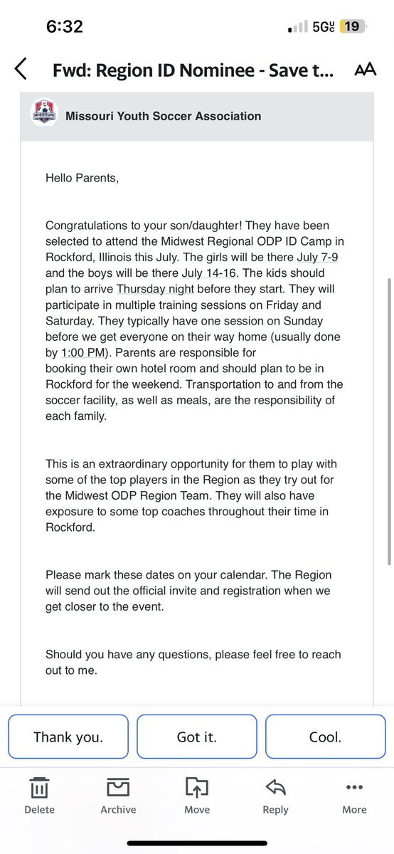 so blessed to receive an invitation to the US ODP Regional Camp in July! So heartbroken that I can’t attend due to an ACL injury. #ODP #regionalcamp