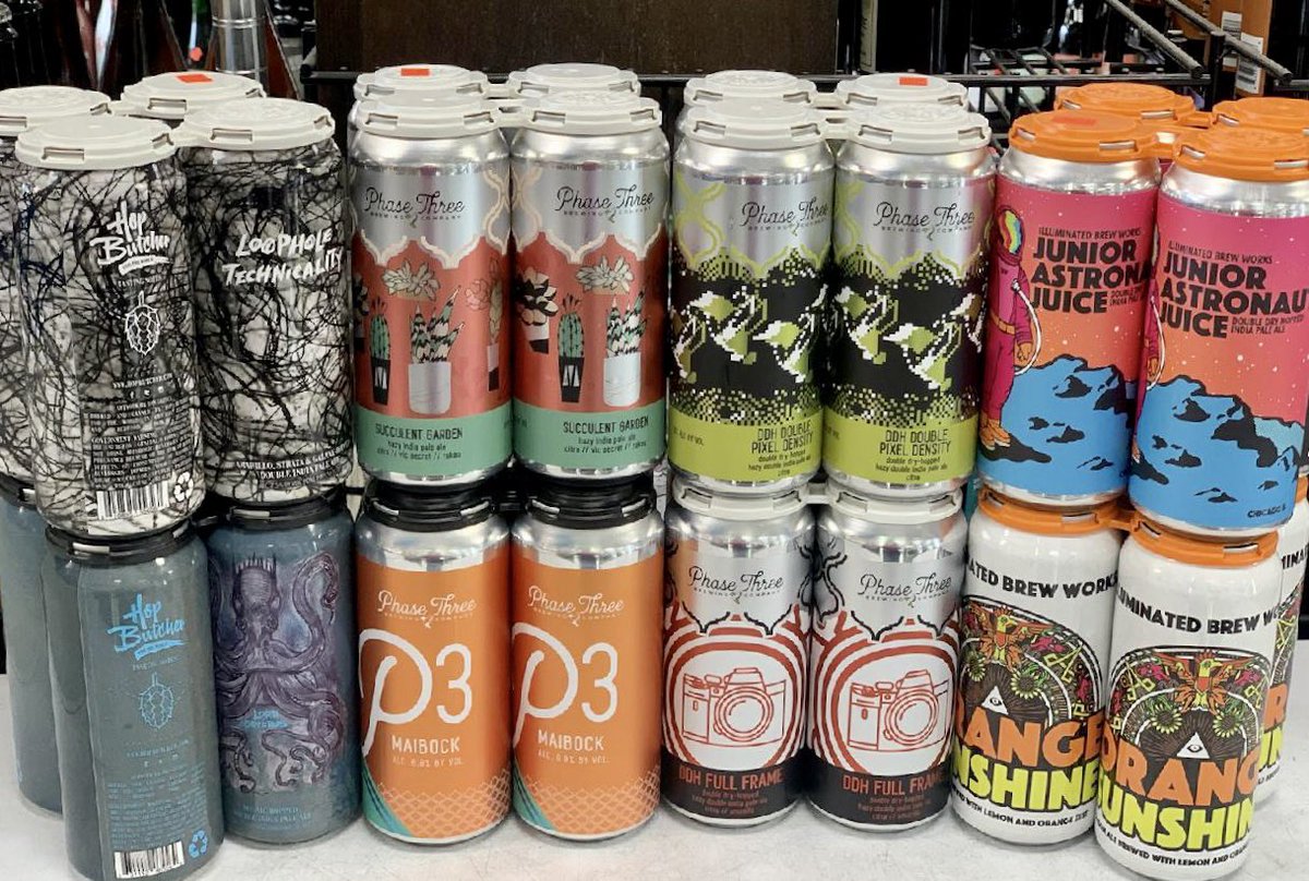 caponeliq's tweet photo. Local Freshies! @HopButcher @PhaseThreeBrew @illuminatedbeer #chicagocraftbeer https://t.co/Zl68fe1nqH