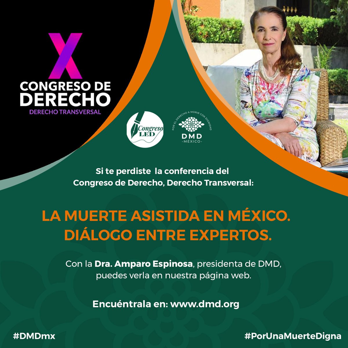 Si te perdiste la conferencia 'La muerte asistida en México. Diálogo entre expertos' impartida por nuestra presidenta Dra. Amparo Espinosa, durante el Congreso de Derecho. Derecho Transversal. ¡No te preocupes! Puedes encontrarla en nuestra página web:  bit.ly/44tjRx0