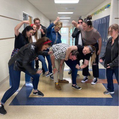 7thBernard's tweet photo. Teachers can have fun too! Outsiders Day #bms #patriotproud #outsiders #greasers #socs #rumble https://t.co/XX9KOcGOMh