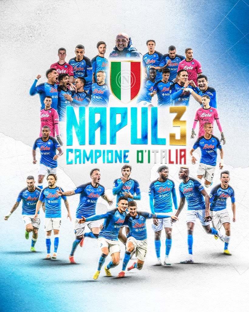 Dear Napolitans, The Scudetto Has Been Delivered!!! Now We Feast!!!!🤍💙🤍💙
 @sscnapoli
