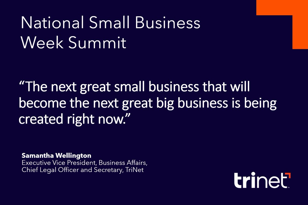 Thanks to everyone who joined us for #SmallBusinessWeek! We hope you caught the incredible conversation on small business fundraising between @SBAgov Administrator @SBAIsabel and TriNet EVP of Business Affairs/CLO/ Secretary Samantha Wellington!