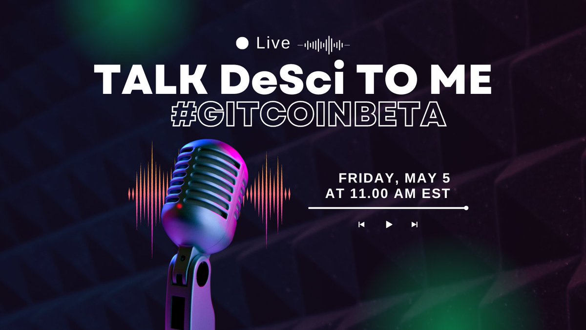 Let's have the largest Twitter Space on #DeSci with all the projects in the current <a href="/gitcoin/">Gitcoin</a> Round. Open mic for everybody 🎙️. Get your coffee mugs ready!

x.com/i/spaces/1vAxR…