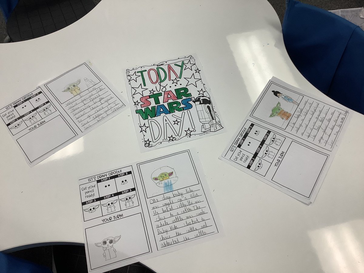 “ May the Fourth be with You” @DCEtrailblazers Having fun with our Baby Yoda drawing and short stories. So creative! Thanks for sharing <a href="/MsLShepherd/">Lauren Shepherd</a>