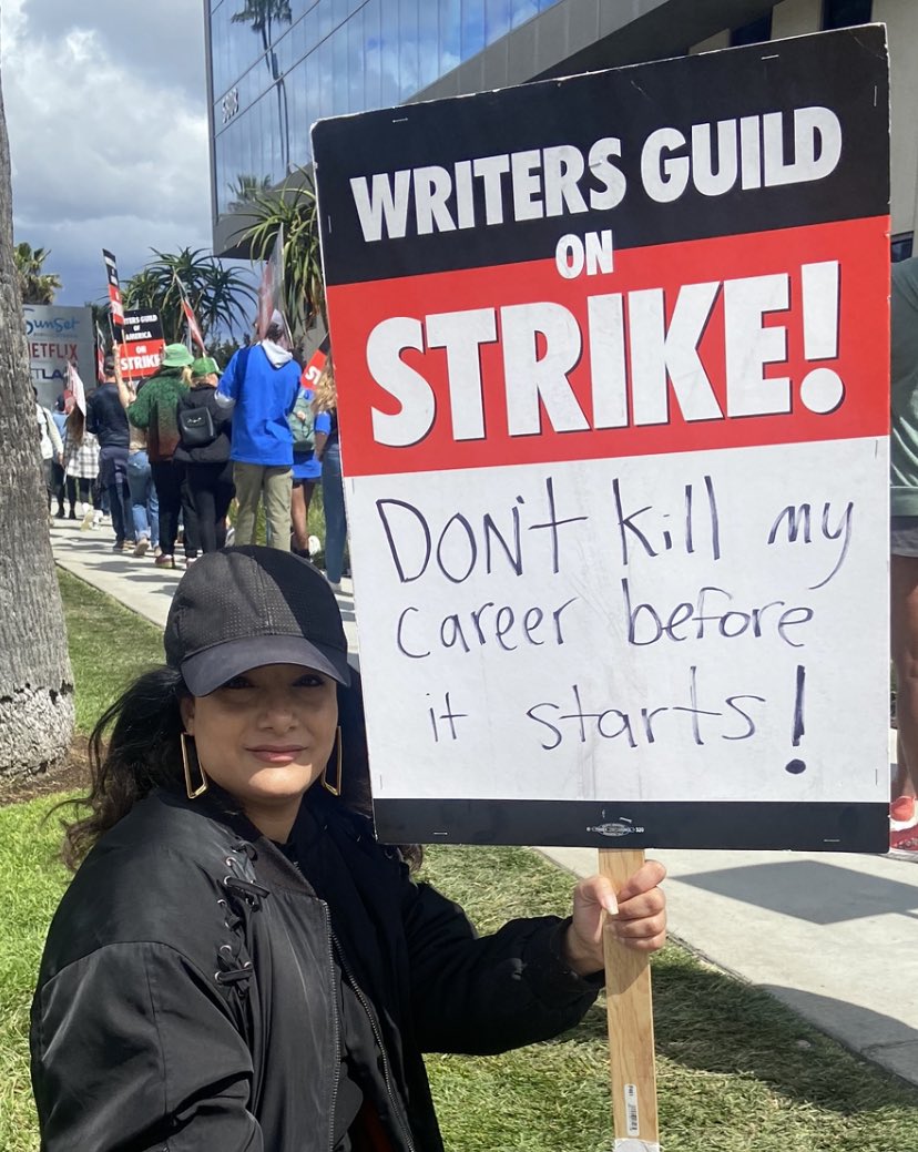 OraYashar's tweet photo. Found this sign and it summed it up for me. #preWGA #WGAstrike https://t.co/1nHAA4Ulgd