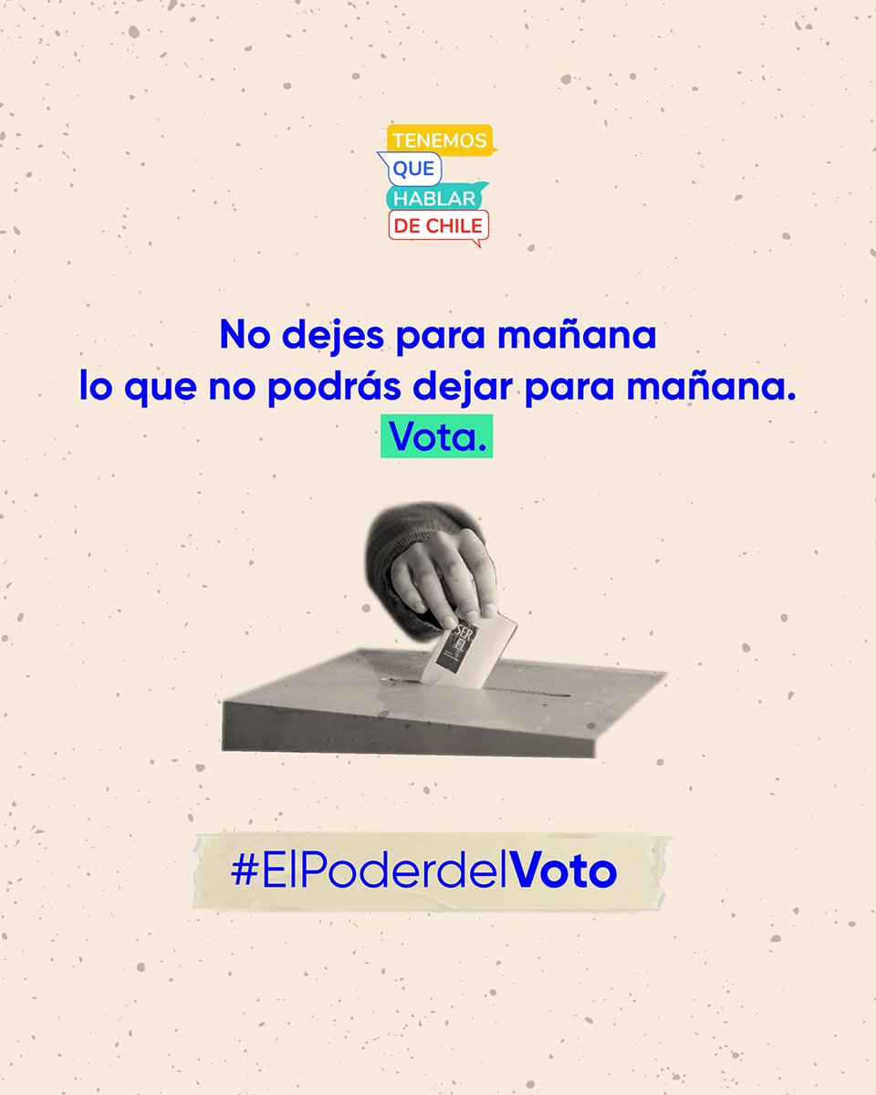 tqhdch's tweet image. 🗳️ ¿Dónde votas este domingo? Se tomarán decisiones importantes a partir de los resultados de las elecciones de Consejeros Constitucionales.

✍️ Te invitamos a conocer las diferentes opciones de candidatos/as a lo largo de Chile. ¡Tu voto tiene mucho poder, úsalo! #ElPoderDelVoto