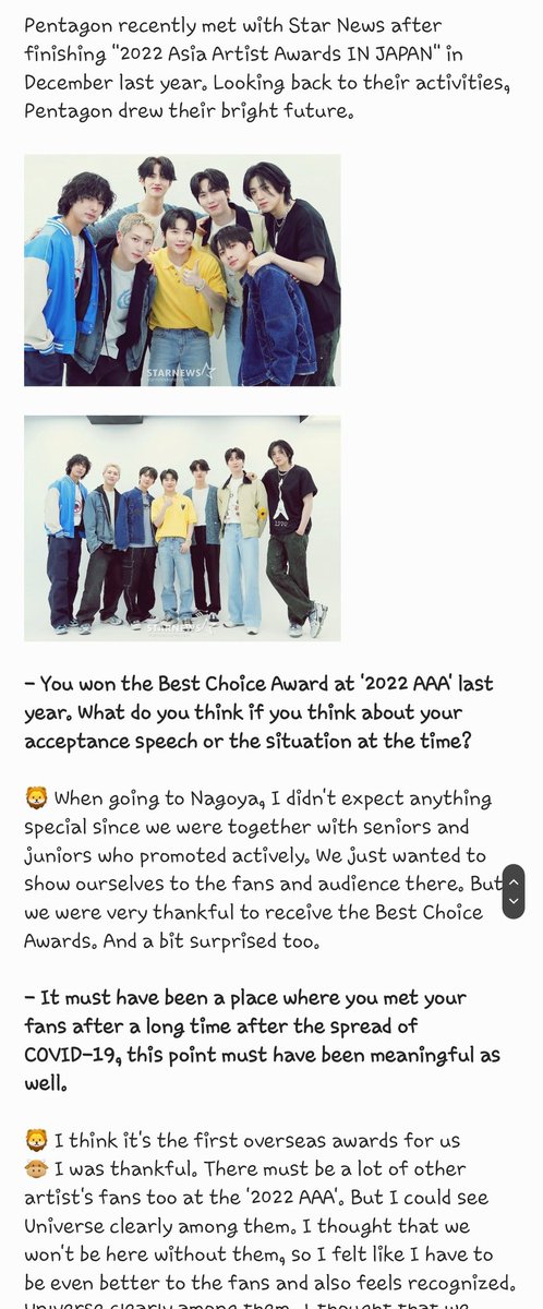 0026yoyo's tweet photo. [TRANS]  Pentagon "AAA awards for 3 consecutive years? Feeling of recognition.. surprised and happy https://t.co/kt9B9MBTOa