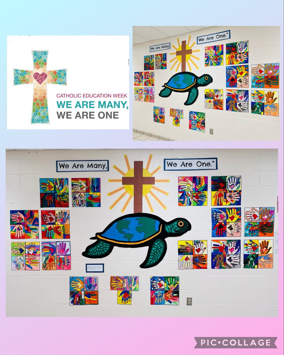 Ms_B_Kung's tweet photo. SRWS Primary Ss worked on a collaborative art piece for Catholic Education Week, which emphasizes this year’s theme, “We are many. We are one.” @SRWS_YCDSB @paonesl https://t.co/9ZRJWrIShr