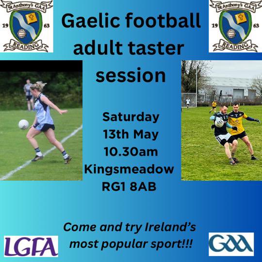 StAnthonysGAA's tweet photo. St. Anthony’s GAA is Berkshire’s only GAA club based in Kingsmeadow, Reading.

Please feel free to share with anyone that may be interested.

#StAnthonysGAA #ReadingGAA #BerkshireGAA #LondonGAA #LondonLGFA https://t.co/Oo0LnRFCTU