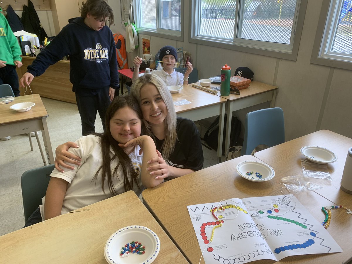 RachelCha9's tweet photo. #CEW2023 #wearemanyweareone 
Each Grade 8 Student @NotreDameNF made a Rosary today. Love, Laughter and Prayer! https://t.co/NWKaRzeFwp
