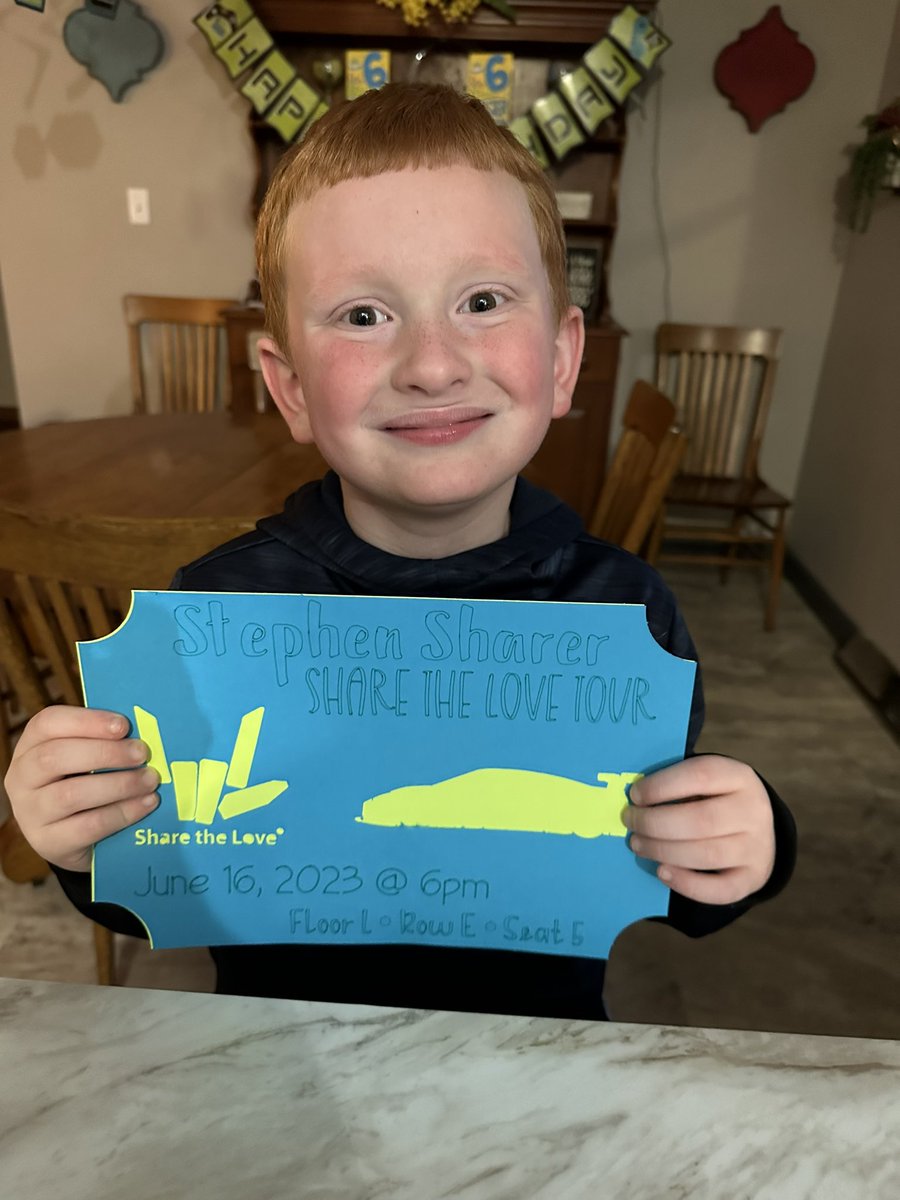 edshields79's tweet photo. @StephenSharer  this 6 year old got tickets to see @StephenSharer  for his birthday!! Oliver is ready to #sharethelove https://t.co/fXiJ5zNvU5