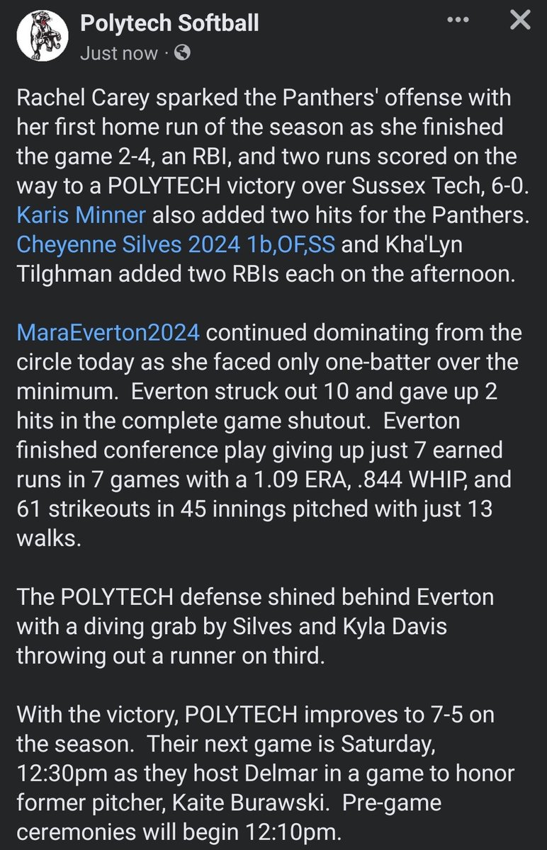POLYTECHSB's tweet photo. Team victories are the most fun. Everyone had a part in today's W @rachelccarey1 @MEverton2024 @CheyenneSilves @KarisMinner @1stStateSports @302sbrecruits @302sports @CoachKJTaylor @delawareonline @DSNsports @SeanGreeneWDEL https://t.co/sIcL0jy5JZ