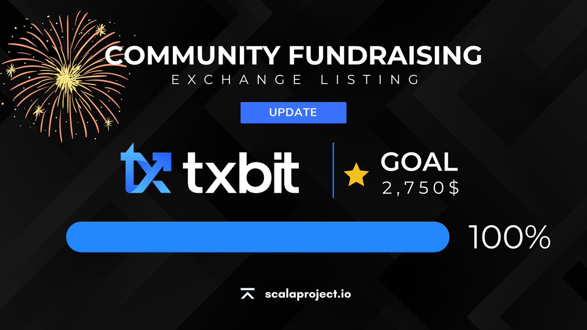 ScalaHQ's tweet photo. We made it! 🎉

Thank you to everyone who contributed to our pool to apply for a listing at @txbit_io 

We will keep you updated on the listing 💪 https://t.co/yGGimEBFZ3