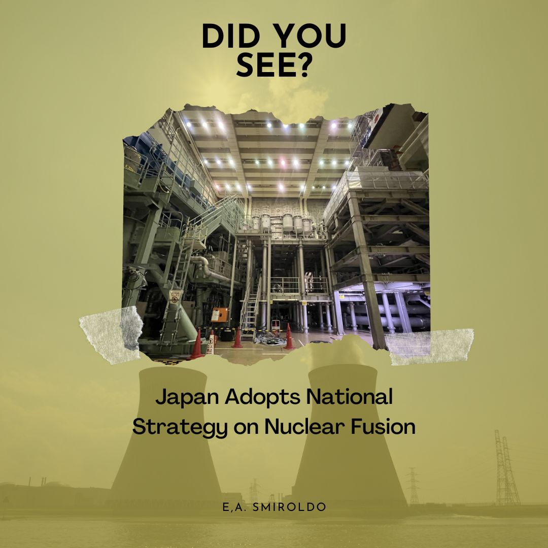EaSmiroldo's tweet photo. Cool! Japan adopts its first national strategy on nuclear fusion, aiming to create a domestic industry with private sector participation. Prioritizing fusion education at universities, the government will establish a fusion council by March 2024. #science #nuclearengineer https://t.co/l2gUWYsJMN