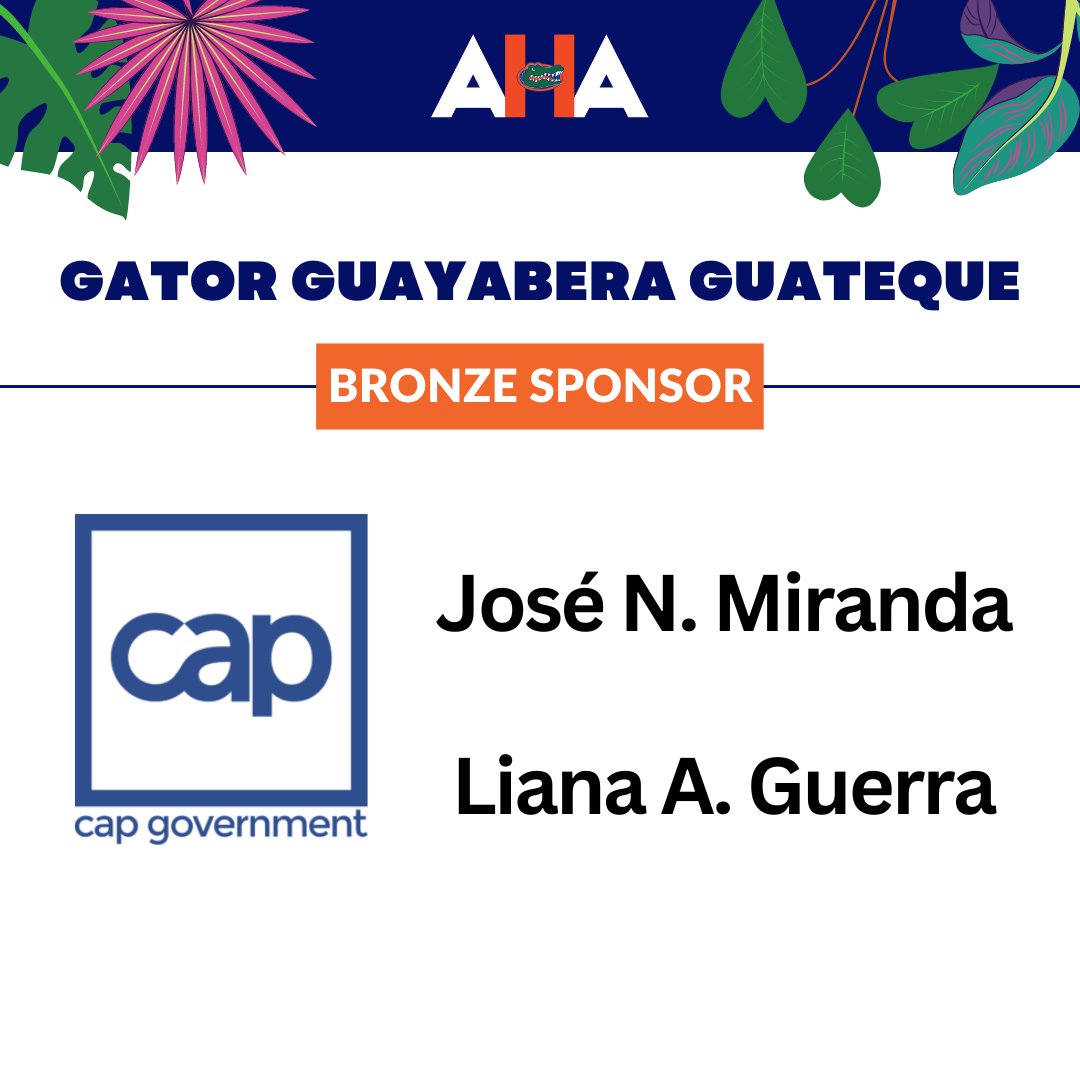UFCaimanes's tweet photo. We’ve added some new sponsors for Gator Guayabera Guateque!

GOLD: La Tropical
SILVER: Manny Espinosa
BRONZE: José Ñ. Miranda &amp; Liana A. Guerra

A HUGE thank you for your support! Learn about sponsorship opportunities here: https://t.co/oOxddkltaB https://t.co/R5spx0LSaT