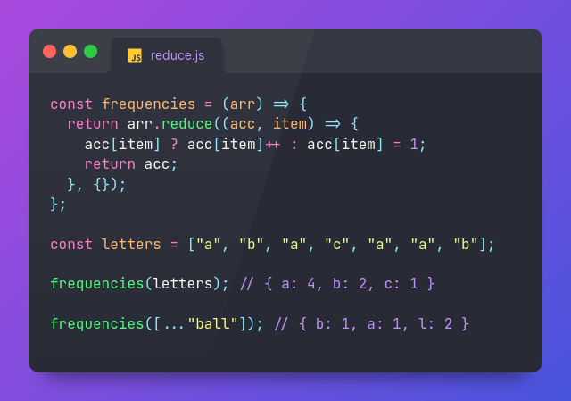 mariadev_'s tweet photo. Obtener la cantidad de veces que se repiten elementos en un arreglo con el método reduce de JavaScript 

Aquí te explico el código 🧵🧵 https://t.co/M9o3J980Vf
