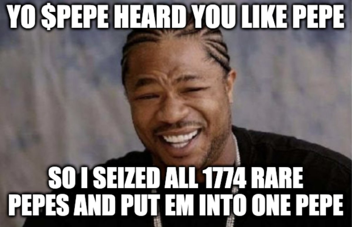 seizedmeme's tweet photo. gm $PEPE fam

https://t.co/1RCgusd6RT 

This artwork may or may not contain all 1774 Rare Pepes https://t.co/2O3LDKEhhS
