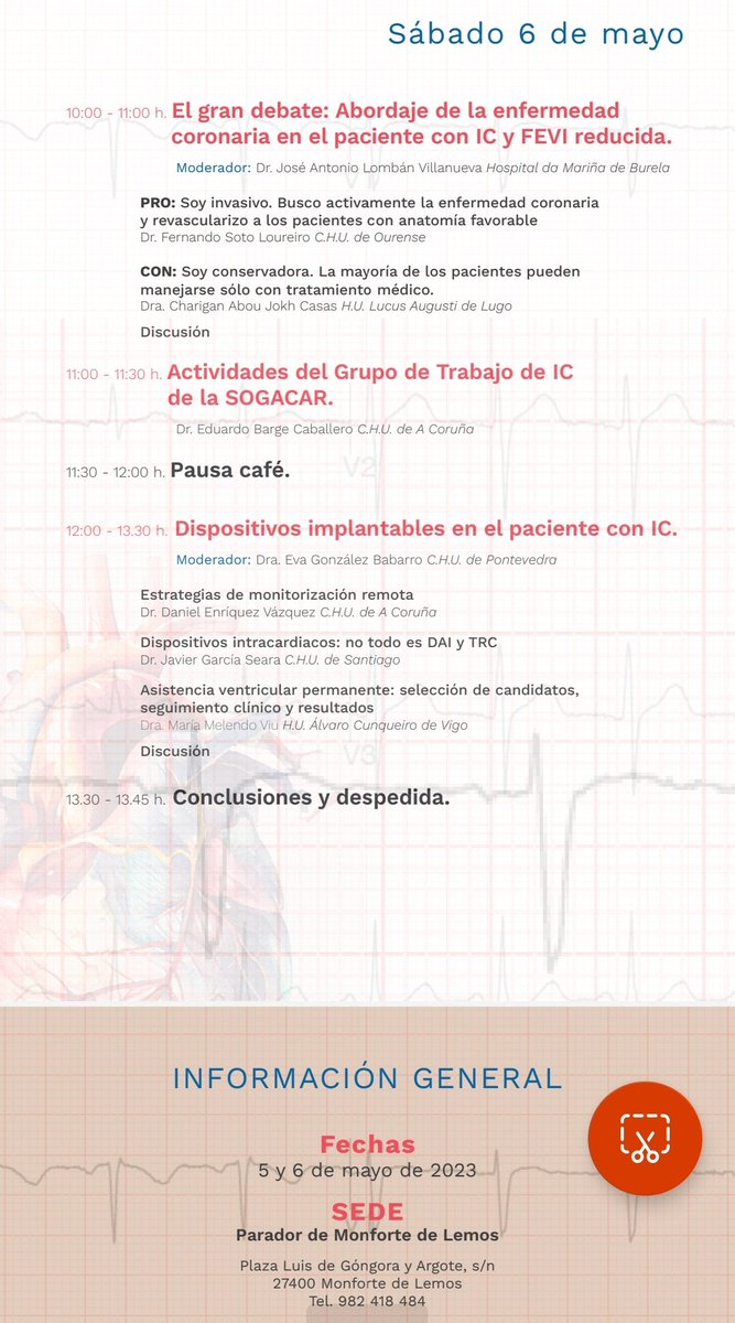 Hoy y mañana tenemos obradoiro <a href="/SOGACAR_/">SOGACAR Cardiología</a> insuficiencia cardiaca en Monforte. Os esperamos