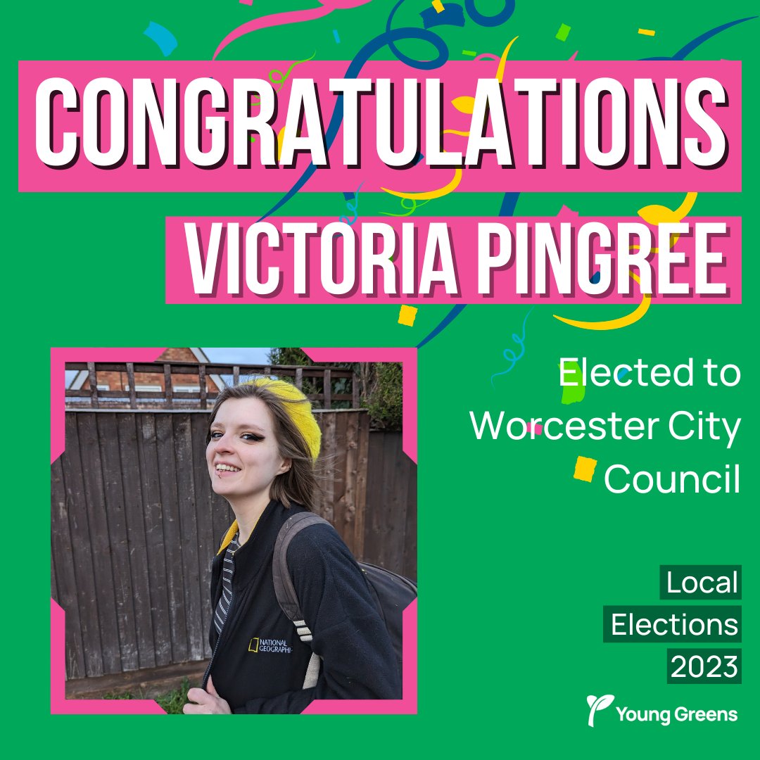 🙌 Congratulations to Tor Pingree (@victoriapingree)  elected to Worcester Council.

💚 After a great campaign we’re so proud to see Tor elected and we're very excited to see what she’ll do as part of the Green Group in Worcester.

#GetGreensElected