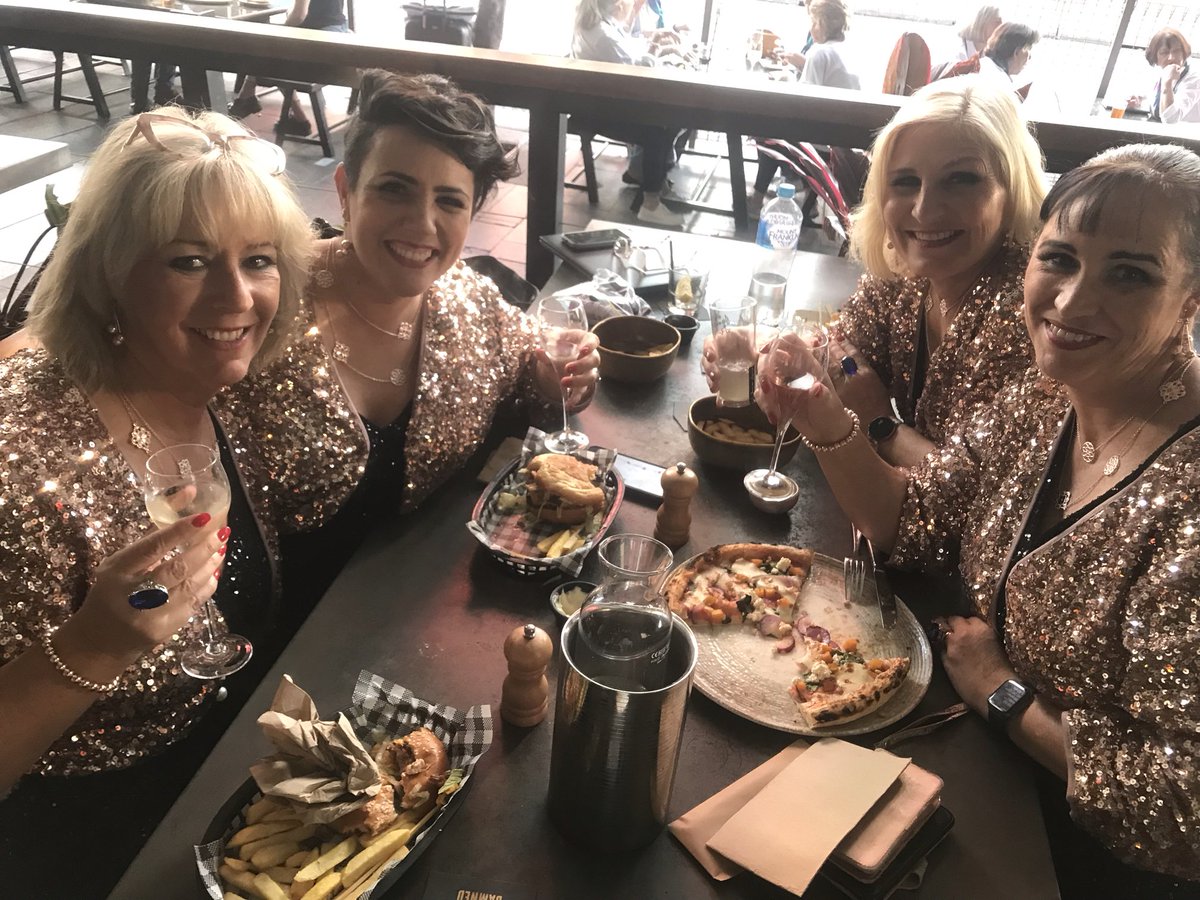 Refreshment break for the Treblemakers - in town for the ⁦@SXSweetAdelines⁩ 2023 competition ⁦@abcbrisbane⁩