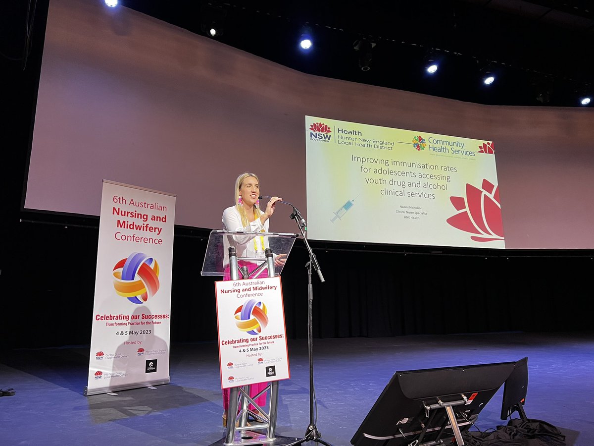 Naomi Nicholson speaking about immunization rates for adolescents accessing Youth Drug &amp; Alcohol clinical services… lucky last session Day 2! #ANNC23