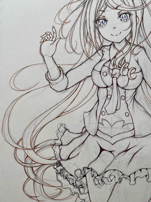 やっとひと通りペン入れできました。  長い線がとても多い子なので…ペン入れ緊張します。。。