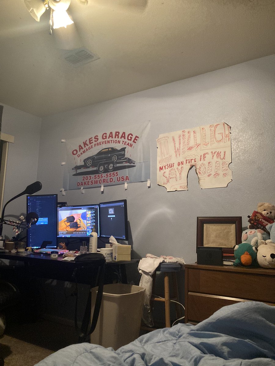 Firestrike551's tweet photo. Gonna get a mount for the skateboard that actually has trucks and out it in the little wall between my closet and door and hide the white things on da flag that they sewed in https://t.co/x0M4LIlK05