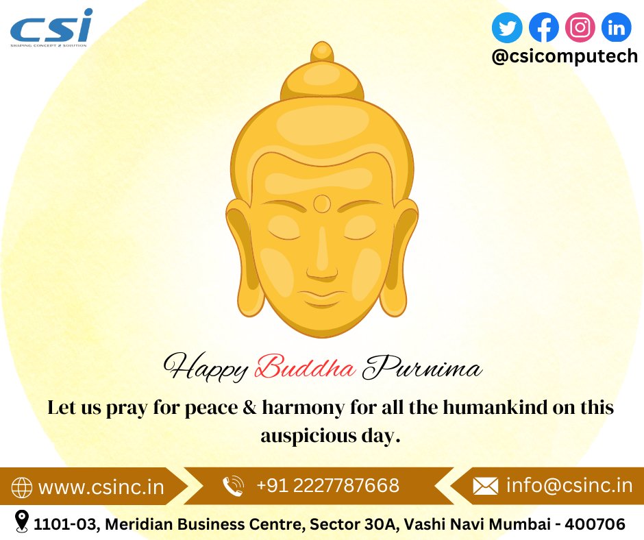 CsiComputech's tweet image. Happy #BuddhaPurnima to everyone....!!🙏
.
.
#CSI #Csicomputech #BuddhaPurnima #buddhapurnima2023 #softwaresolutions #softwaresolutioncompany