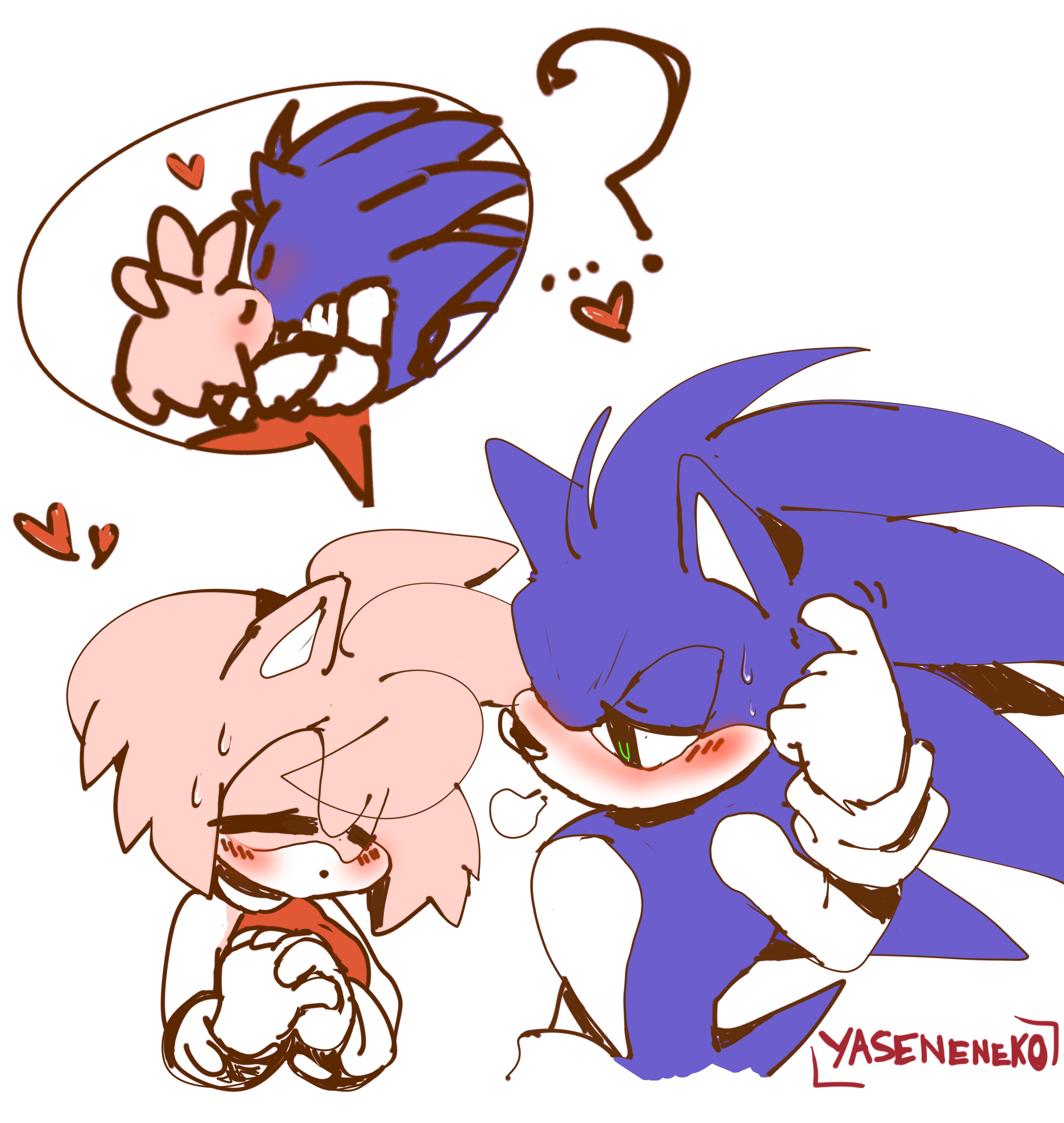 I draw sonic scruncly on X: kiss?? 🫵😳 #sonamy #sonic #amyrose