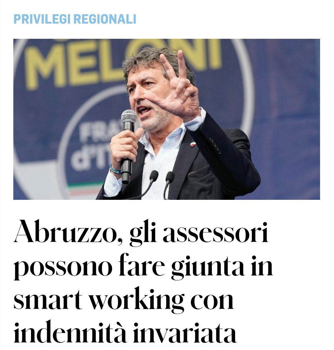 pieroomega's tweet image. Per #FratelliDndrangheta i privilegi NON si toccano: #Marsilio (150k € annui) e i suoi assessori ( poco meno) potranno fare riunioni comodamente sdraiati sui divani di casa senza perdere un cent. 
La scusa? Così si risparmia sui rimborsi viaggio e ci si stressa meno. VAFFANCULO!