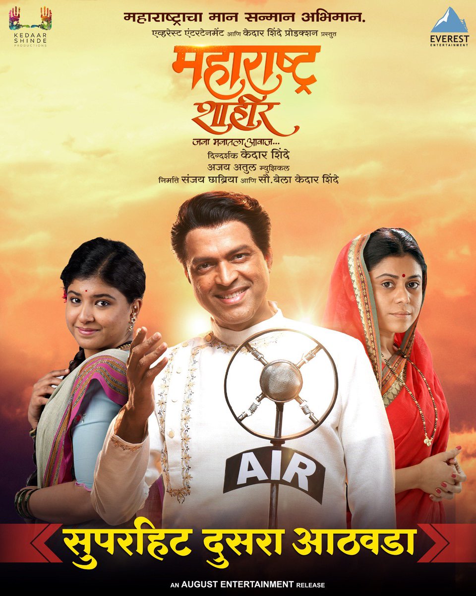 mekedarshinde's tweet photo. https://t.co/qvz1eO1OrR
सुरु झाला महाराष्ट्र शाहीर चा सुपरहिट दुसरा आठवडा.
रसिक प्रेक्षकांचे मनापासून आभार!
#MaharashtraShaheer #InCinemasNow
@AjayAtulOnline #BhanumatiSable #RamanandUgale @mekedarshinde @EverestMarathi #MS28April #AnkushChaudhari #SanaShinde #BelaShinde @sgchhabria