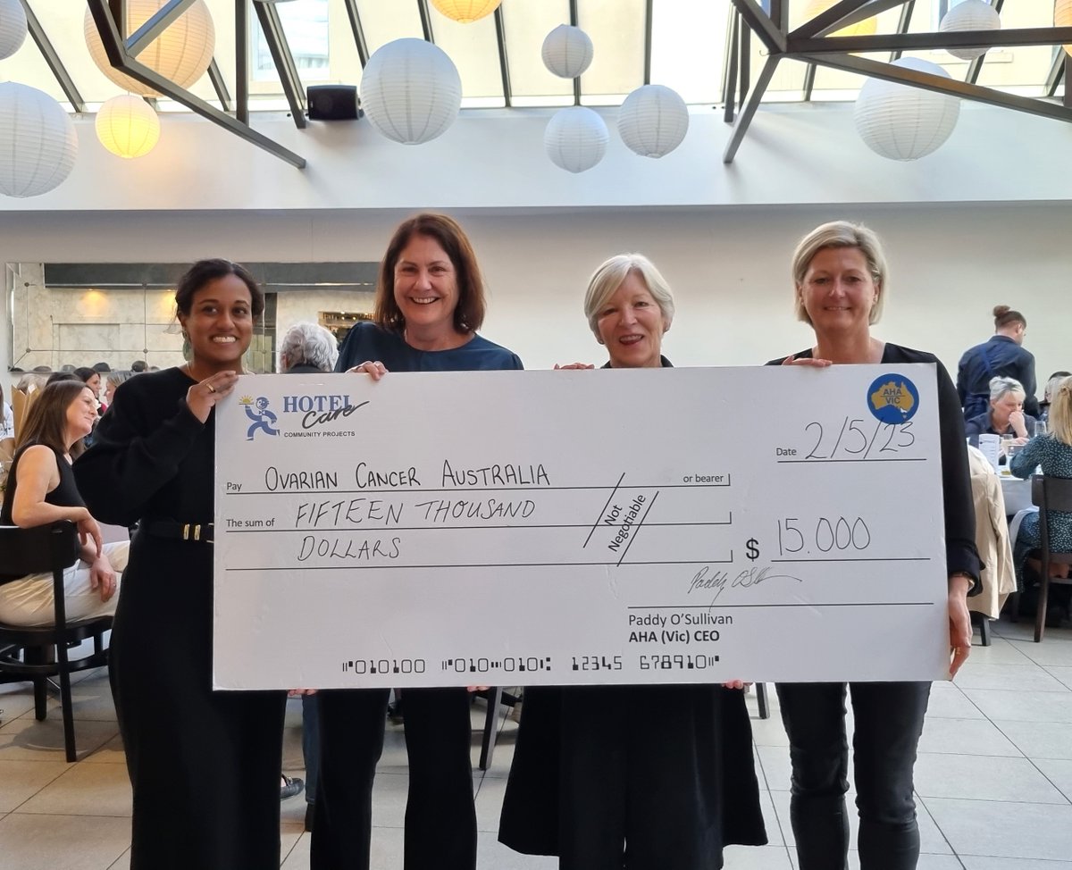 AHA (Vic) (@ahavic) on Twitter photo Thank you to all AHA (Vic) members who joined us for the 2023 Jan Burnett Ladies Lunch in support of <a href="/OvarianCancerOz/">Ovarian Cancer Aust</a> on 2 May, 2023.
We raised $15,000 for Ovarian Cancer Australia, supporting their vision to save lives and ensure no woman with ovarian cancer walks alone. Thank you to all AHA (Vic) members who joined us for the 2023 Jan Burnett Ladies Lunch in support of <a href="/OvarianCancerOz/">Ovarian Cancer Aust</a> on 2 May, 2023.
We raised $15,000 for Ovarian Cancer Australia, supporting their vision to save lives and ensure no woman with ovarian cancer walks alone.