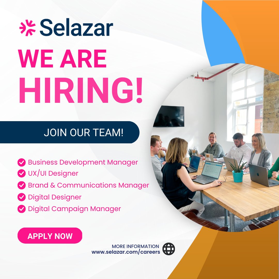 We're looking for exceptional talent to help us grow and succeed. Don't miss your chance – explore our full job specifications and take the first step towards your dream career today!

bit.ly/3AUru1P

#Selazar #JoinOurTeam #JobOpportunities #BelfastJobs  #hiring