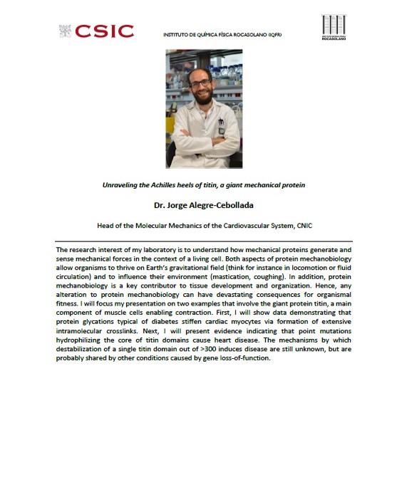 iqf_csic's tweet photo. #IQFRSeminario #IQFRSeminar
Unraveling the Achilles heels of titin, a giant mechanical protein

🗣️Jorge Alegre-Cebollada @AlegreCebollada, @CNIC_CARDIO
🗓️Miércoles 10/05
📍Salón de actos #iqfr https://t.co/DBLmLjweDR