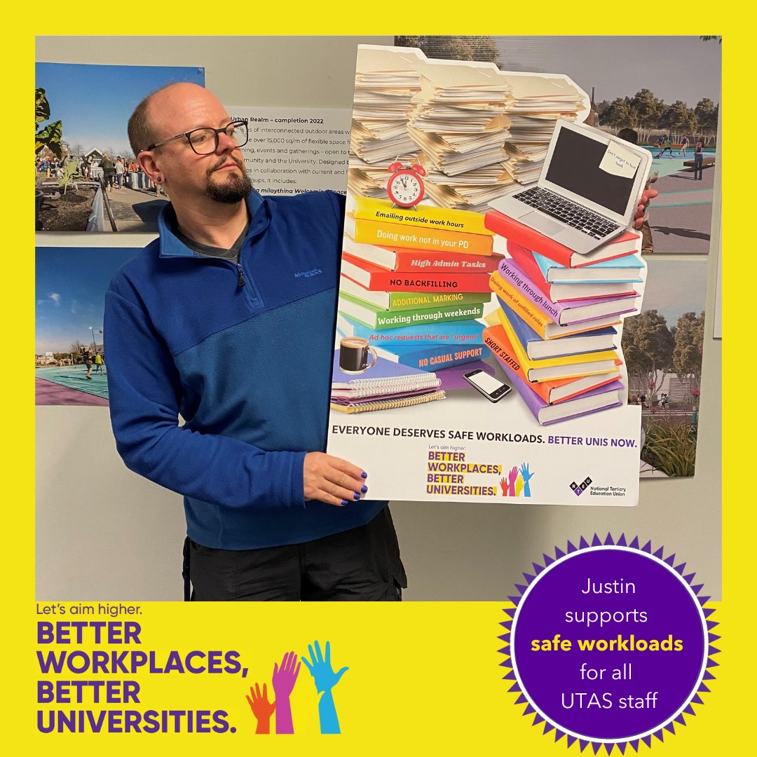 nteu_tas's tweet photo. Many @UTAS_ staff are tired of the growing demands being placed on them. Together, our @NTEUnion members are calling on UTAS to fix the workload issue. More staff = better conditions for all. #BetterUnisNWA #BetterUTAS #safework #politas https://t.co/Gj7tKvhlc3