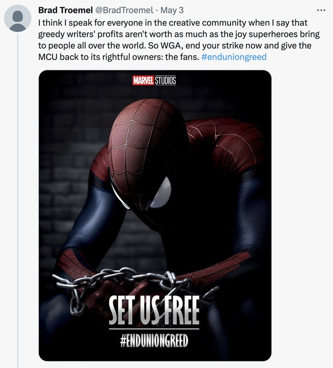 This is an incomprehensible take.
Writers are the ones who have given the heroes personalities, actions, relationships, etc.
Ain’t no stories, no characters, MCU, DCU, whatever tv show or movie or whatever, without writers.