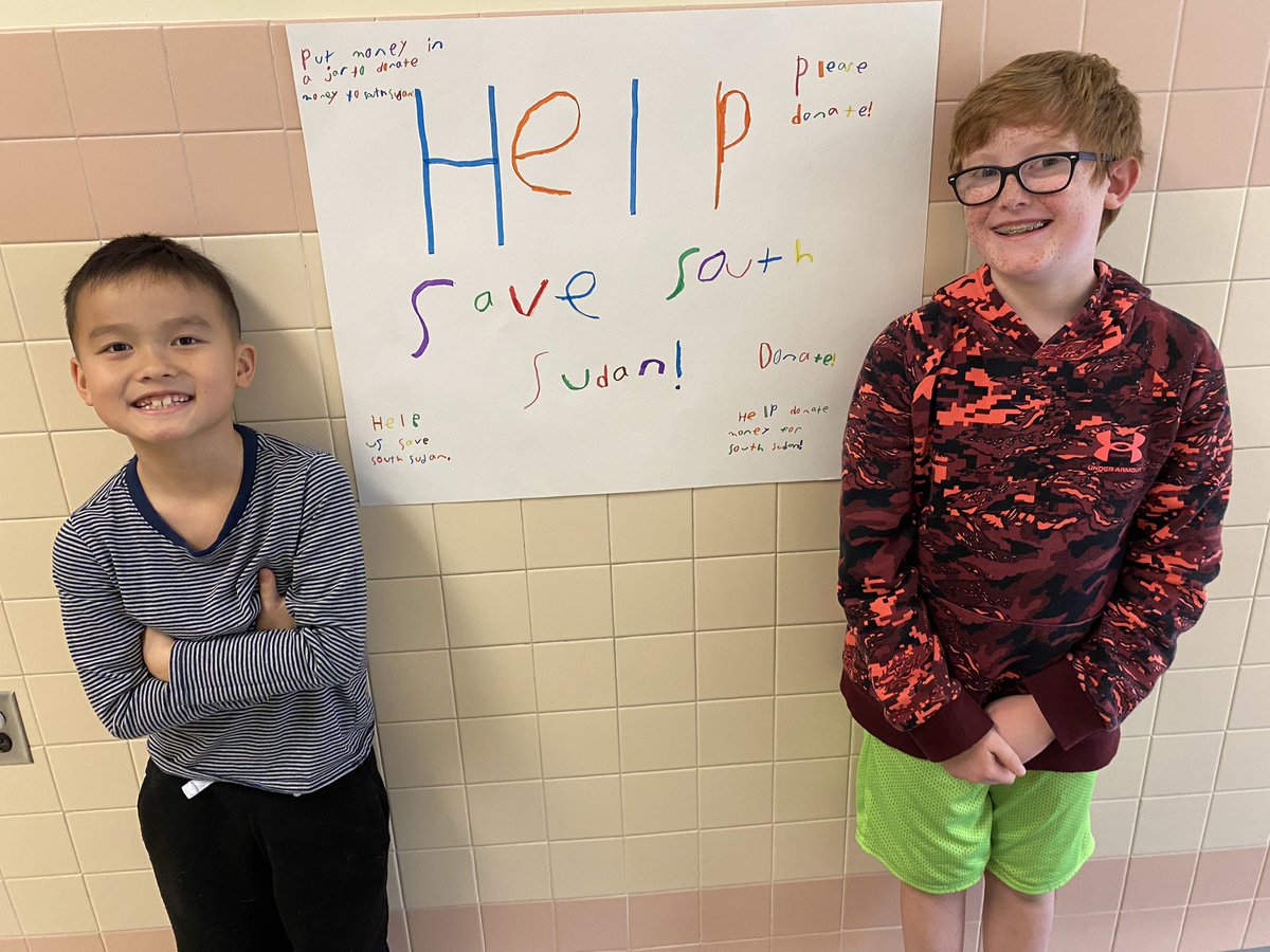 MrsPrudente's tweet photo. Donate change to make a change! 3rd grade is raising money to help get water to communities in South Sudan. Fill the jug of the teacher you’d like to see taped to the wall! Mr. Herbener has a strong lead! 
@Mr_Esbenshade @WaterforSoSudan @GoMounts #mountaineermoments #cleanwater https://t.co/HqaYPEME3k