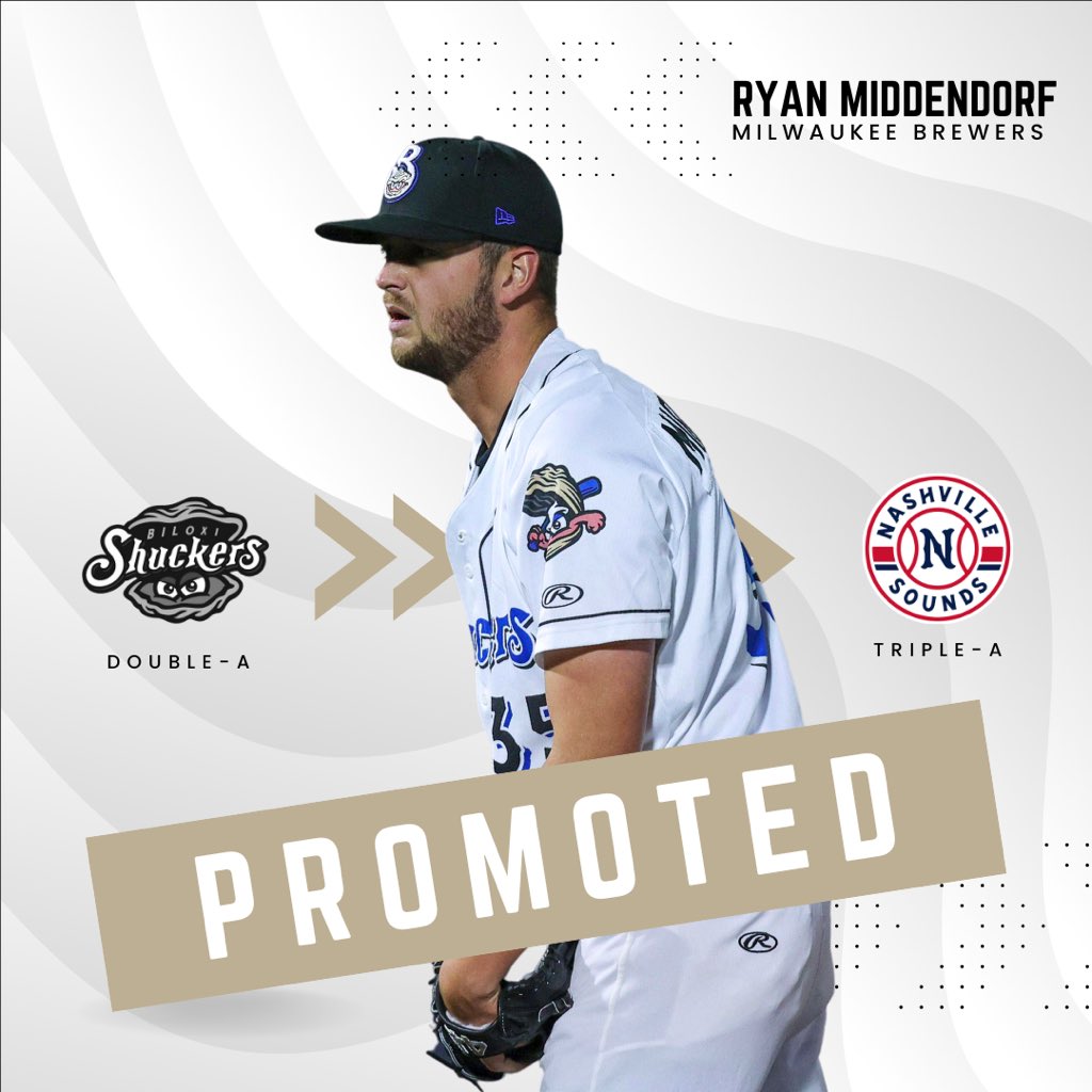 Congratulations to Ryan Middendorf on being promoted to AAA Nashville after only 7 appearances at the AA level this season! #PSIFamily