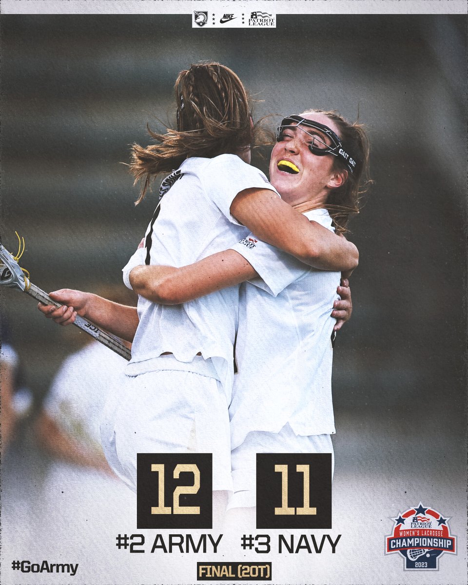 ArmyWP_WLax's tweet photo. BEAT ‘EM AGAIN!!!!

We’re going to the Patriot League Championship for the first time in program history!

Kathleen Sullivan is the hero for Army with the overtime winner!

#GoArmy #BeatNavy https://t.co/ESWvU89X5m