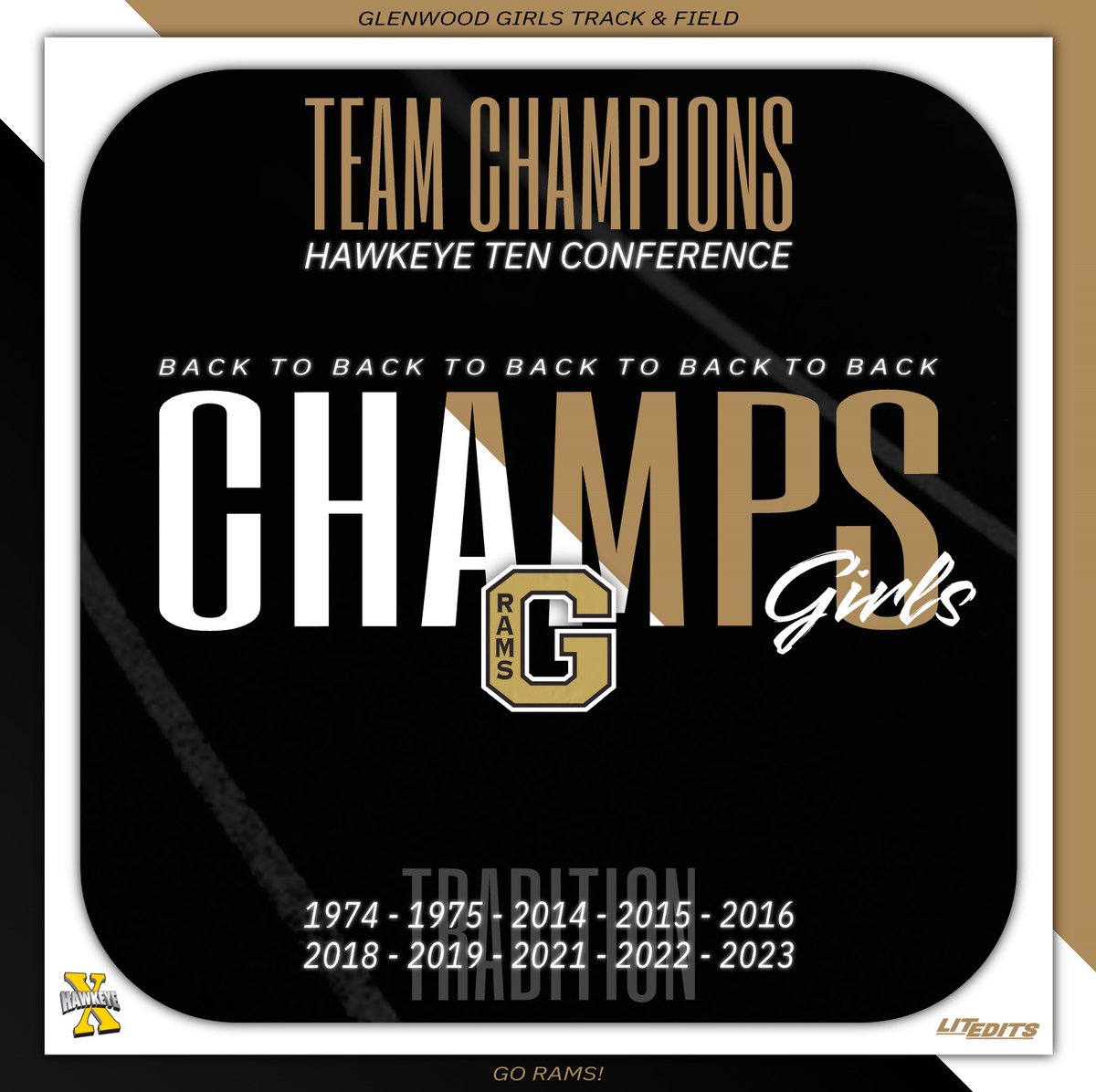 Congrats to <a href="/GCHSGTF/">Glenwood Girls Track & Field</a> who won the H-10 Track Championship tonight in Red Oak! This is the Rams 6th straight H-10 Track Championship (No 2020 season due to COVID-19). Congrats to all our kids and coaches on a great night of competing!