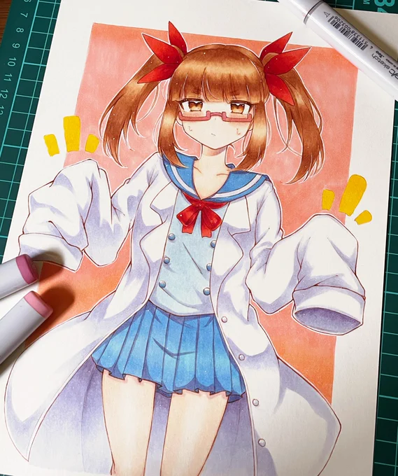 skebで描いたダボダボ白衣、池袋晶葉ちゃん