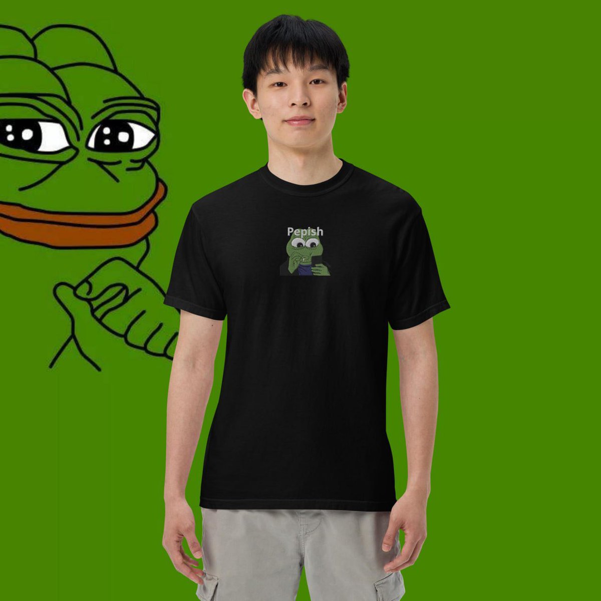 pepeshoptee's tweet photo. Feeling Peepish  🐸 
Support and spread the Pepe movement by getting yourself a Pepe merch 🐸 
🛻 5-10 Day Fast Free Shipping Worldwide 
#pepe #pepecoin
Our shop: https://t.co/42oXGQpcMD https://t.co/gTm9LMqJsO