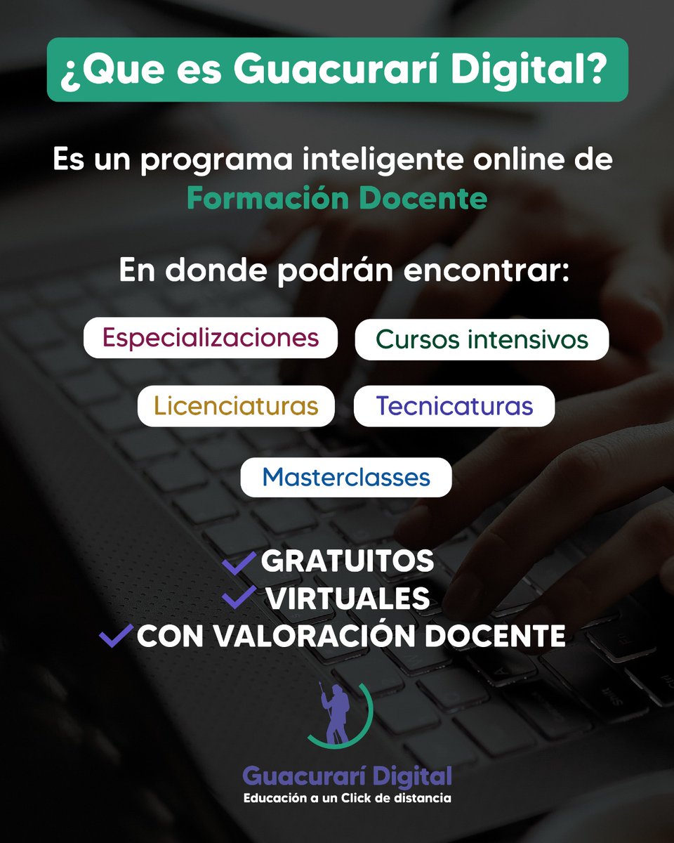 gabiecross's tweet photo. 💡Docentes para la Educación del Futuro… ✅¡Tu oportunidad es Hoy!
A través del programa @guacurari_digital te invitamos seas parte de uno de los mayores programas  "Smart online learning" de formación continua. 

Visita nuestra web: ⬇️
https://t.co/i2Uonn4VoH

@DecutRojas https://t.co/6v8j0e1eHn